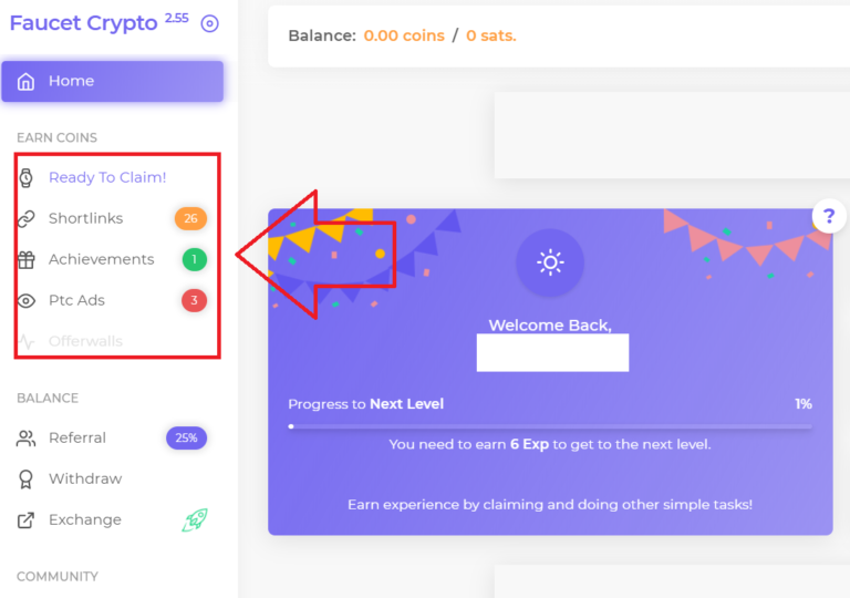 faucet crypto dashboard