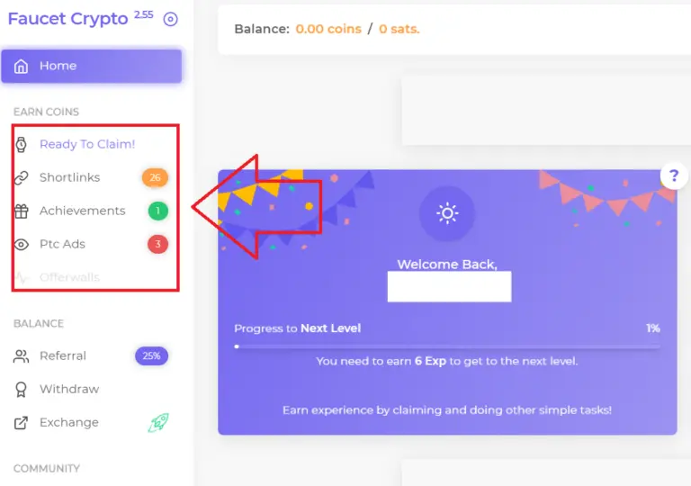 faucet crypto dashboard