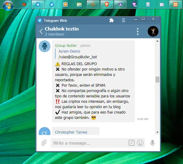 Reglas del grupo de Telegram