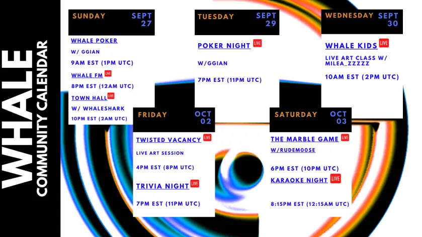 whale social calendar