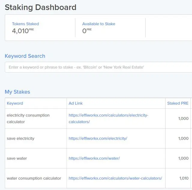 Presearch stacking