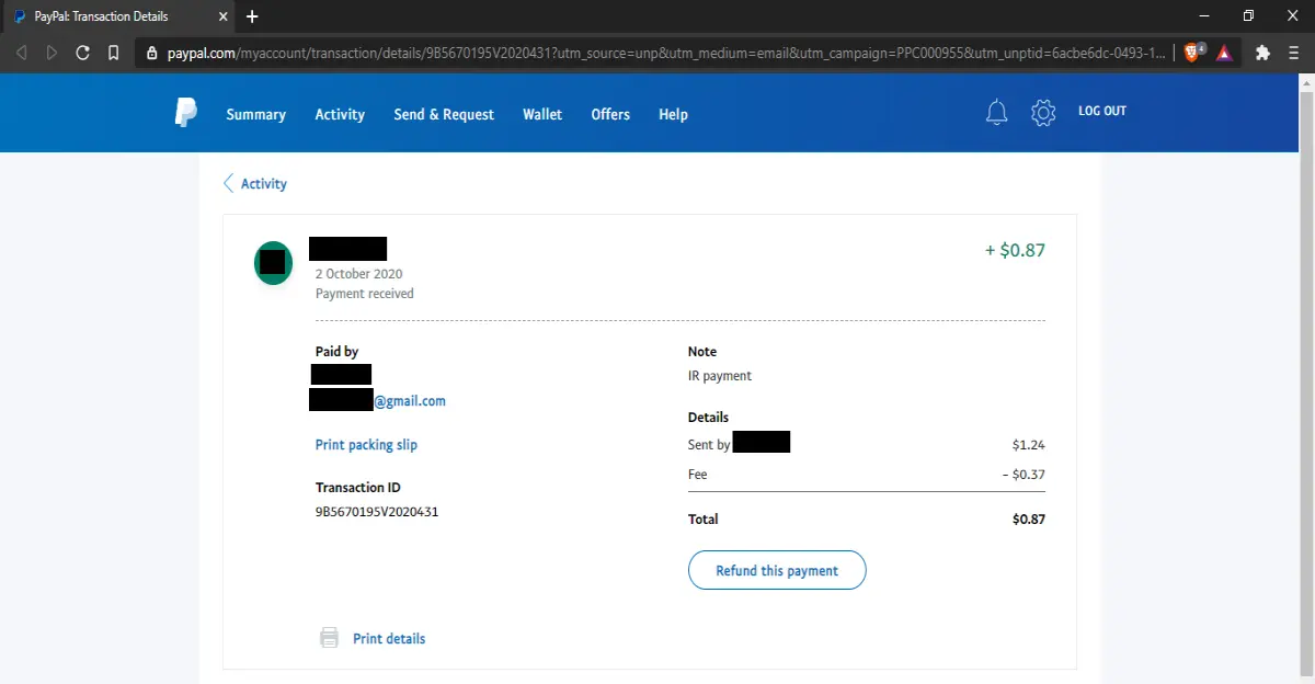 Transaction details