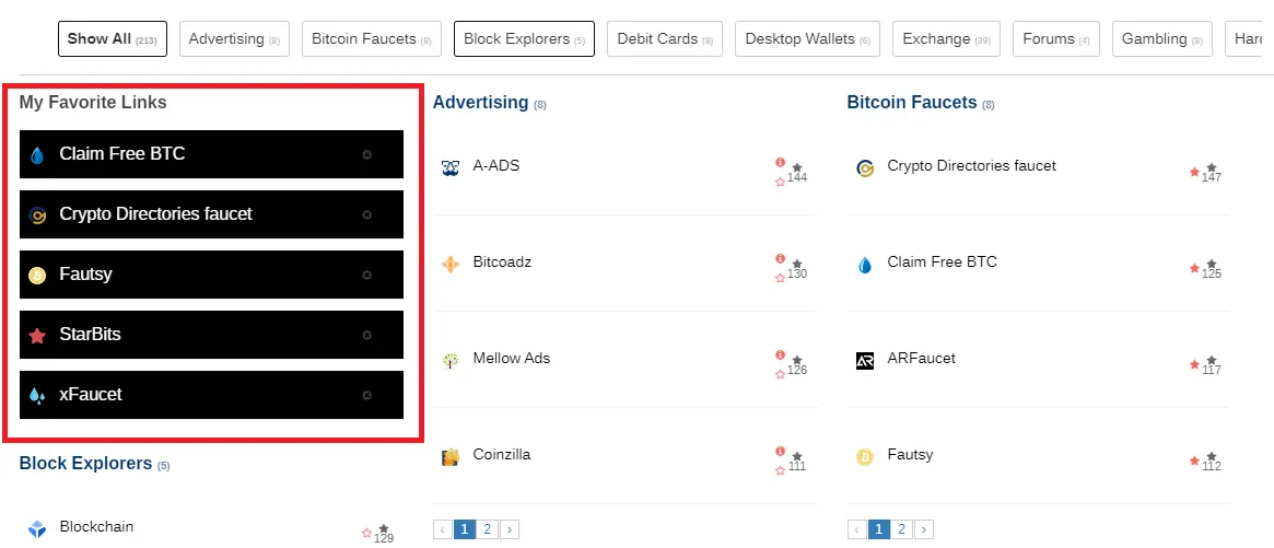 CryptoDirectories Favorite Links