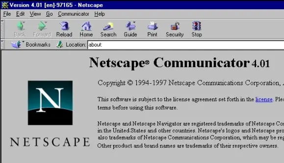 Captura de pantalla de Netscape