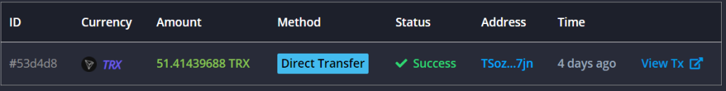 Fire Faucet Payment Proof