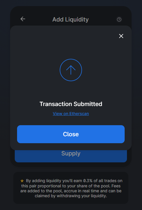 Transaction Submitted UNI