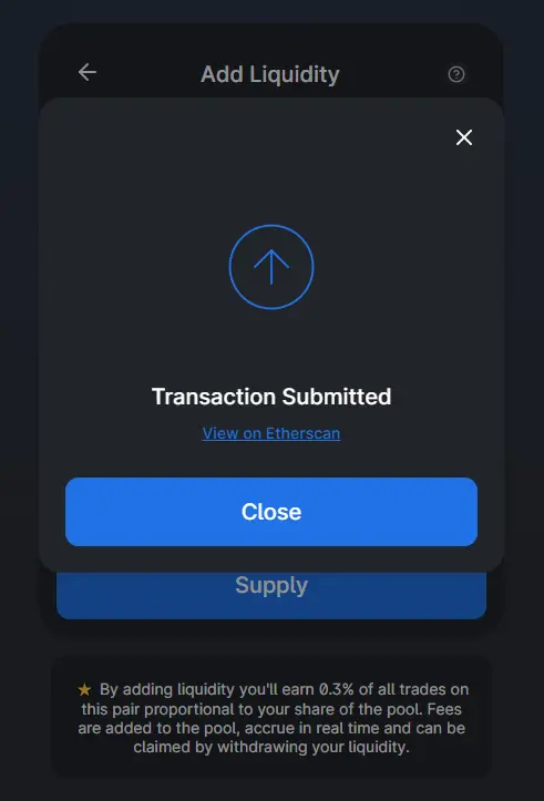 Transaction Submitted UNI