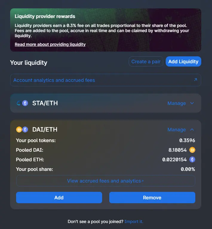 View your Liquidity UNI Final