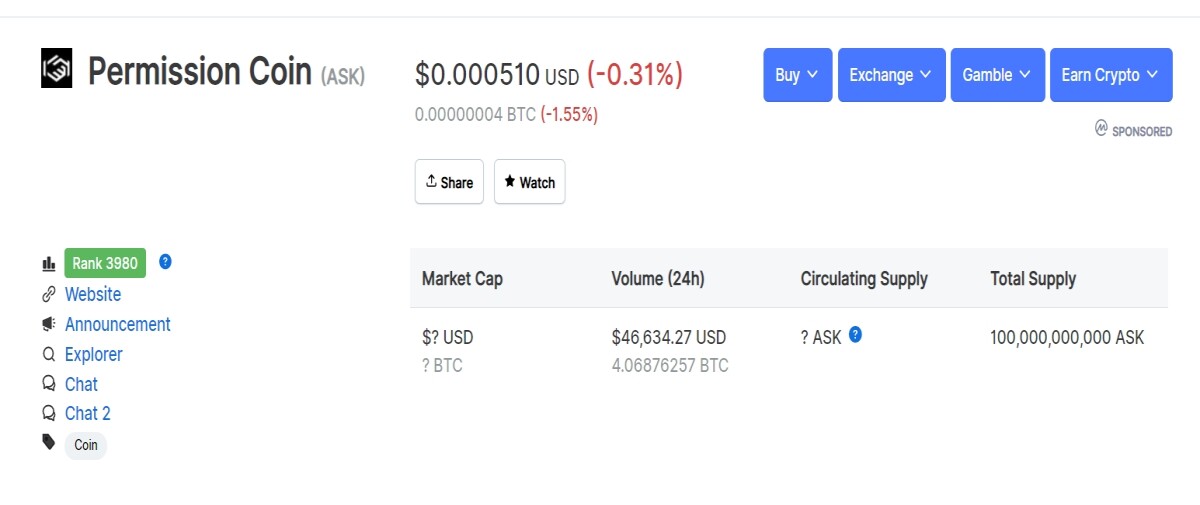 ask coin at coinmarketcap