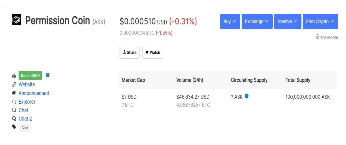 ask coin at coinmarketcap