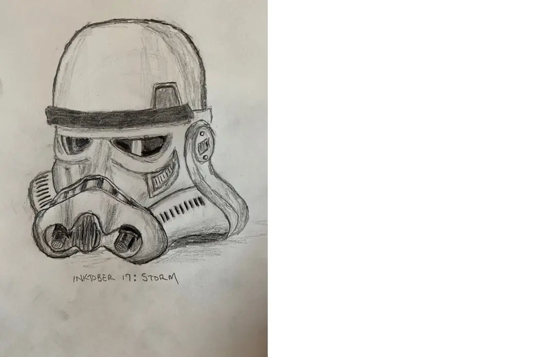 storm trooper helmet - drawing in pencil