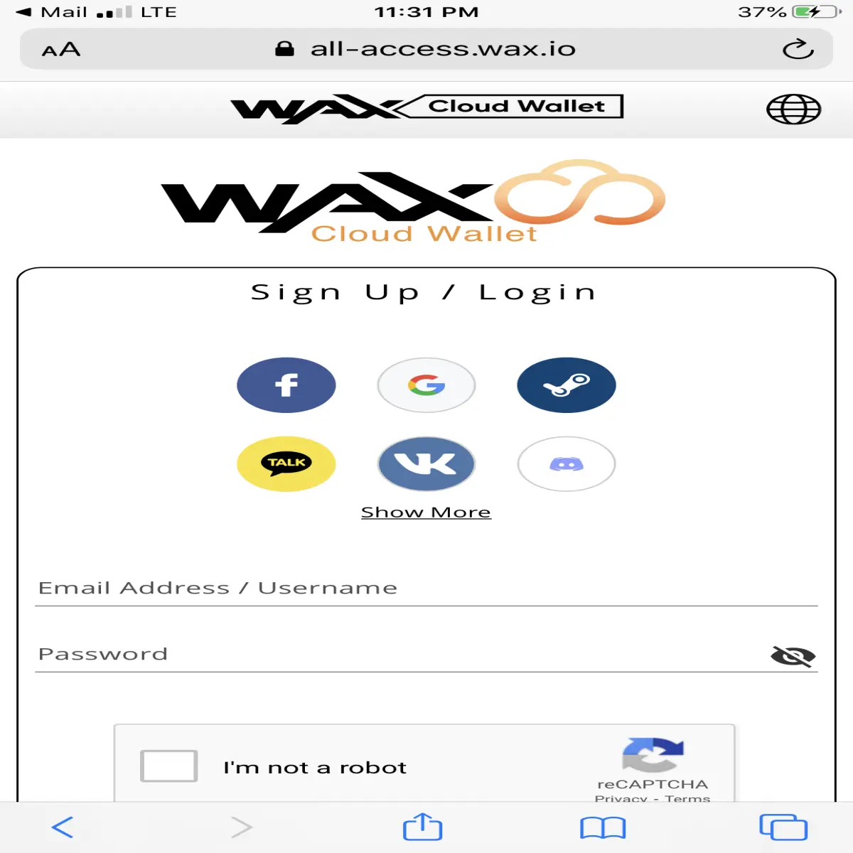 Wax Wallet Home Page