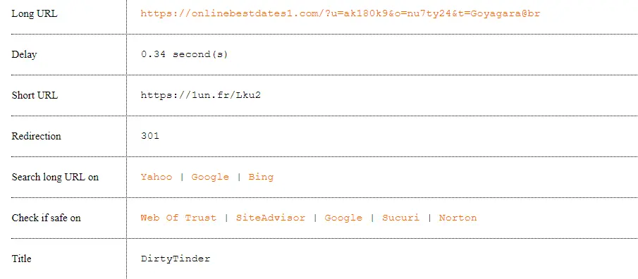 short URL expanded