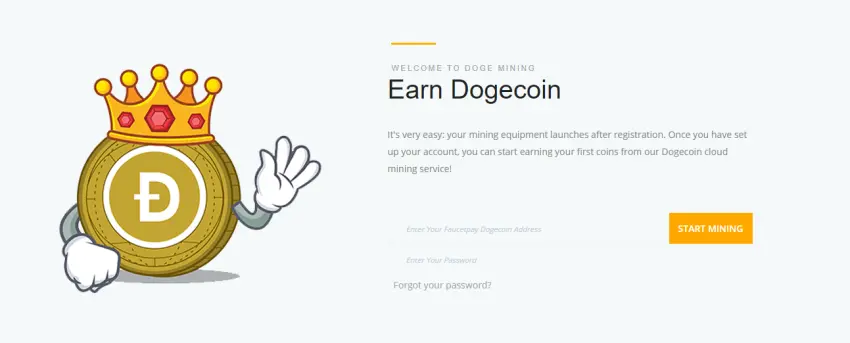 DogeMining.Space Log In/Register Box