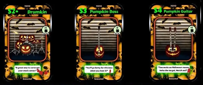 3 Seasonal Cards of Instruments type at once