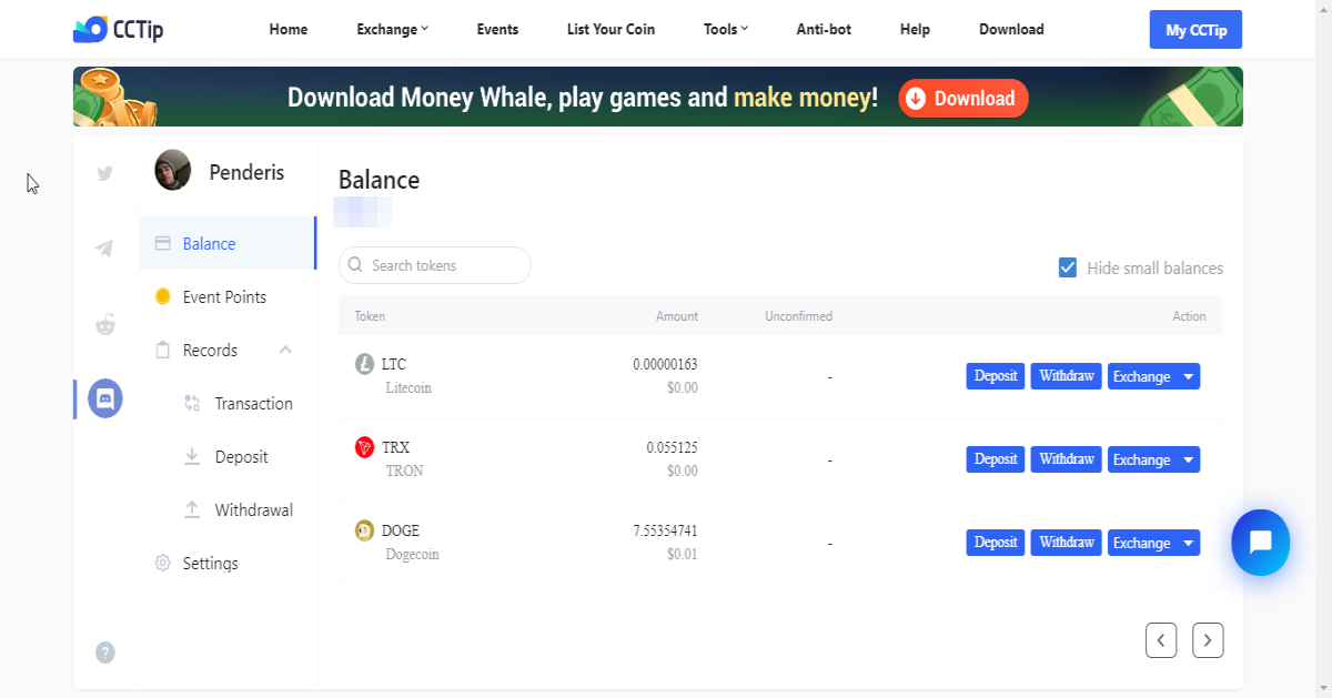 ccTip Dashboard Screenshot