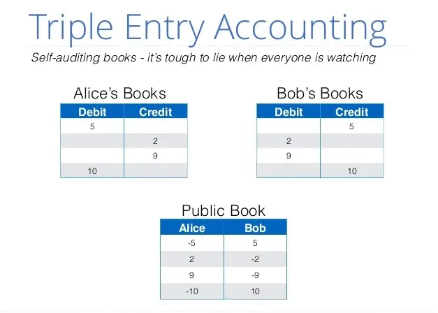 Triple entry accounting