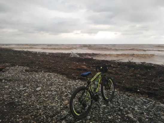 Cycling by The Beach in Iran, flood, nature,