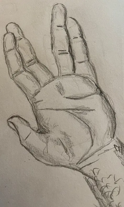 Spock's salute - hand study in pencil