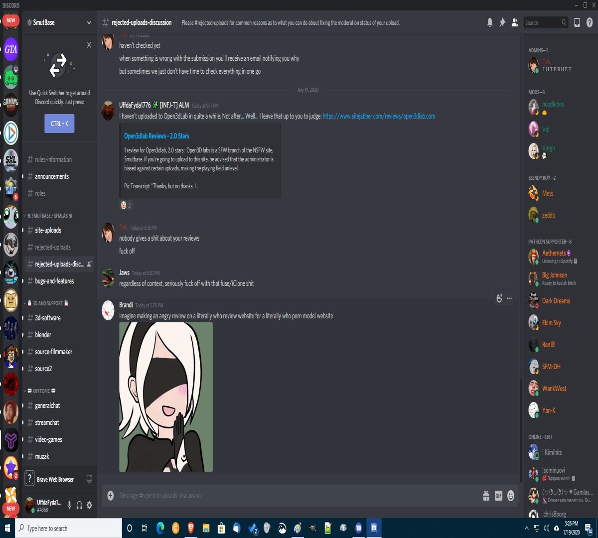 The admin insulting me.
