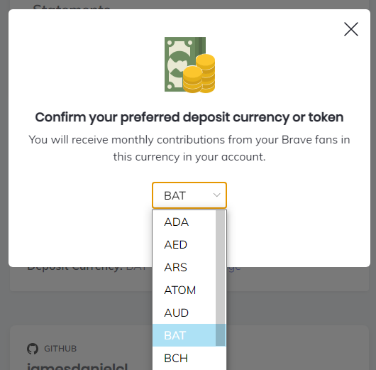 Preferred currency in Uphold