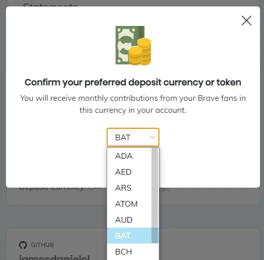Preferred currency in Uphold