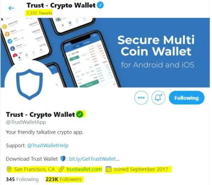 Official Trust Wallet Twitter account