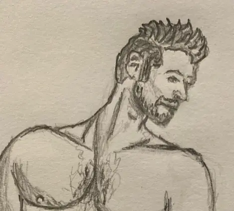 Bust cropped from yesterday's drawing - drawing in pencil, cropped