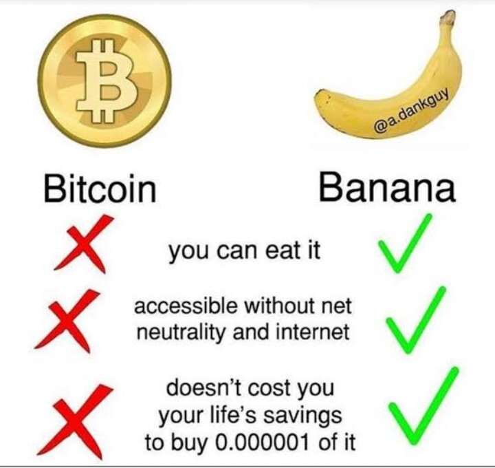 Bitcoin and Banano meme- a comparison