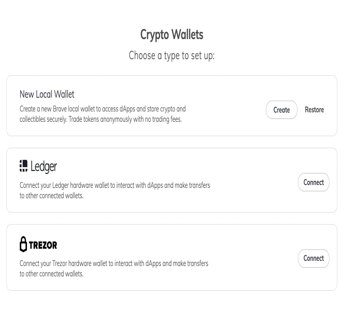 cryptowallet options