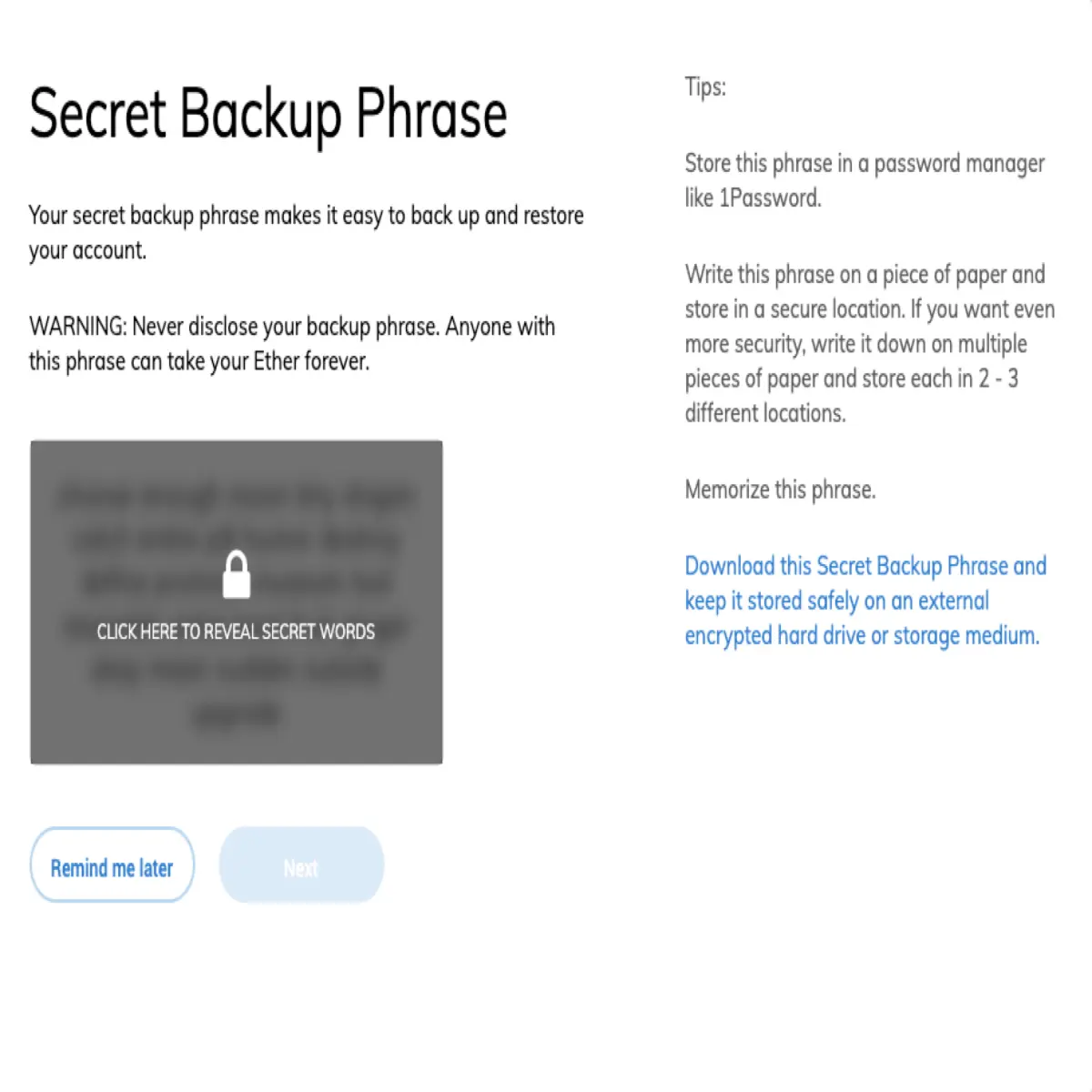 secret phrase