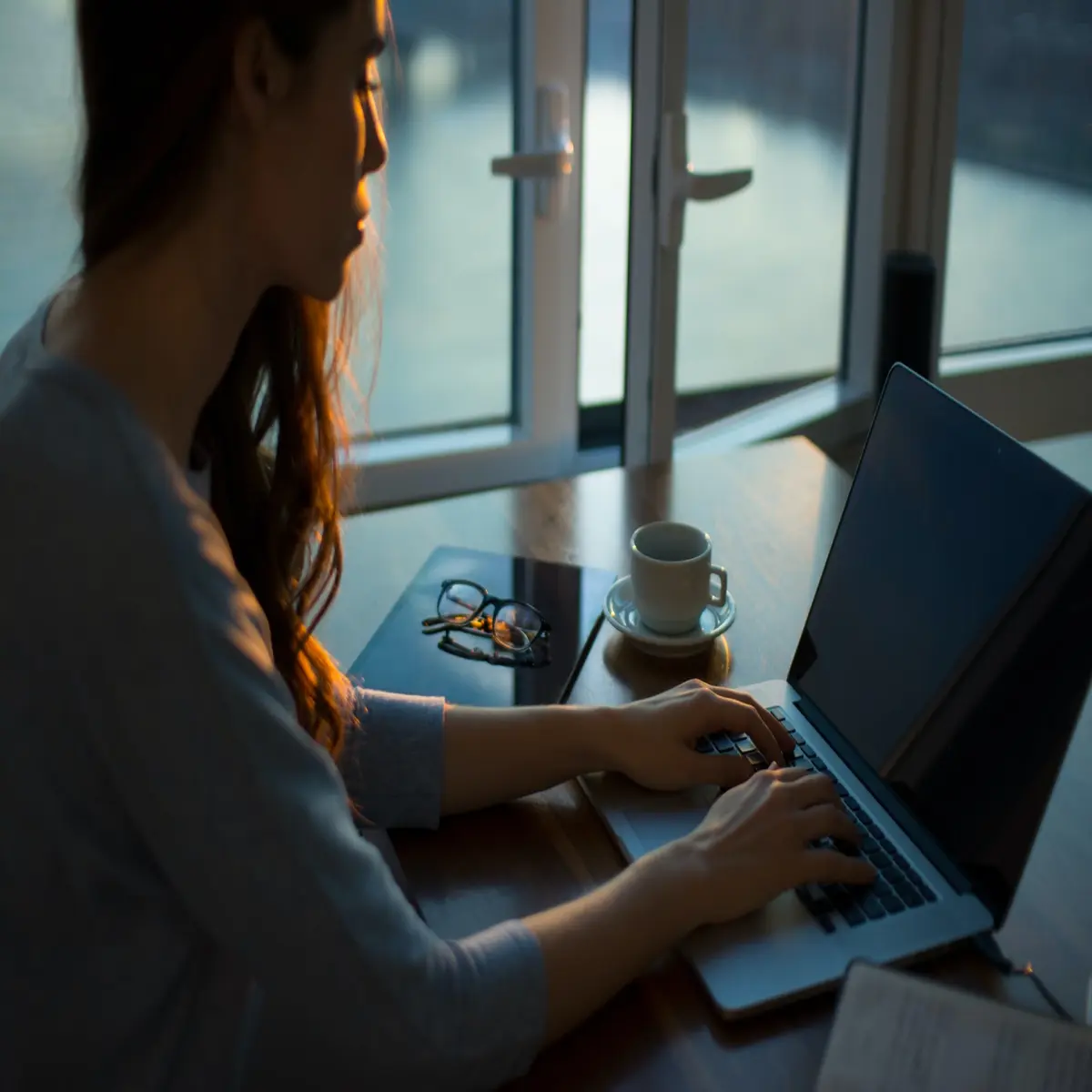 Writing on a laptop