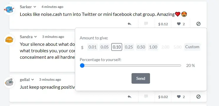 noise.cash tips