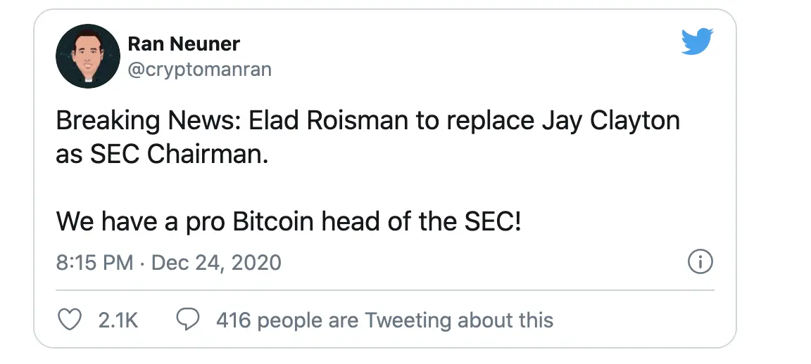 sec chairman, usa, elad roiman