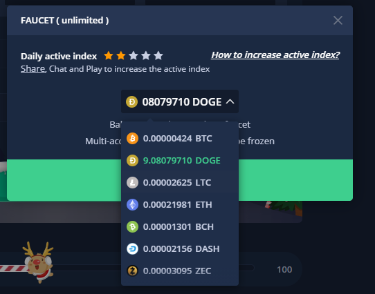 Here are all the currencies which you can claim from the faucet