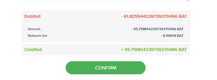 BAT Transfer fees from uphold