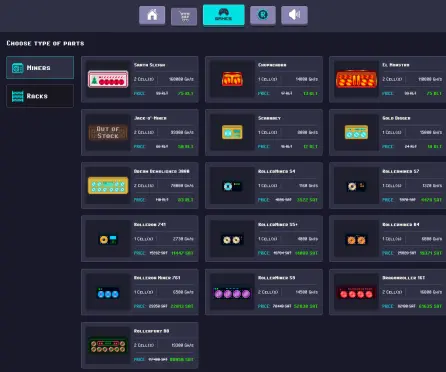 You can choose between different miners