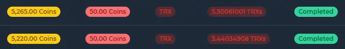 TRX withdrawls