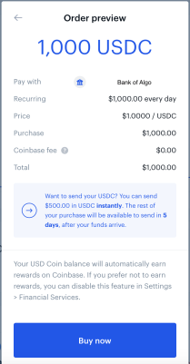 Coinbase USDC Purchase