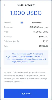 Coinbase USDC Purchase