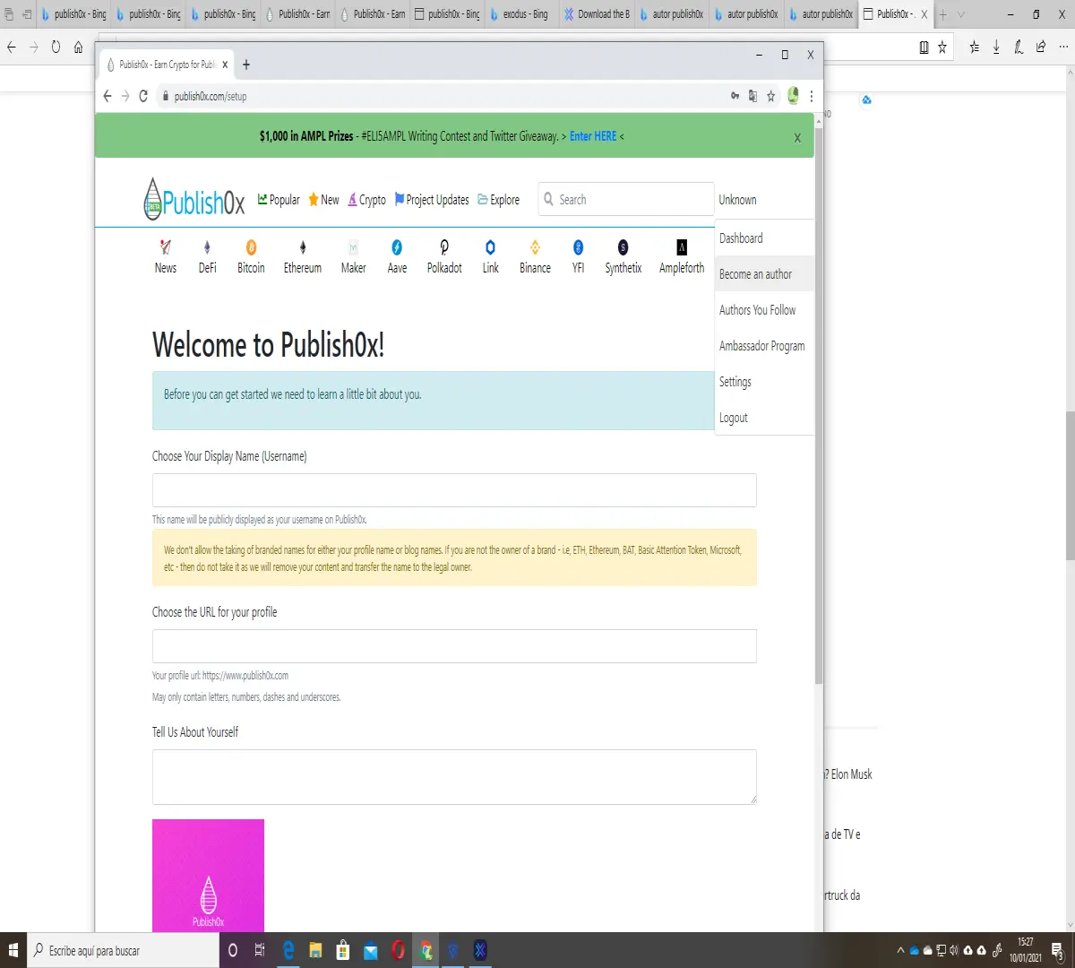 Habilitarte como autor en la plataforma
