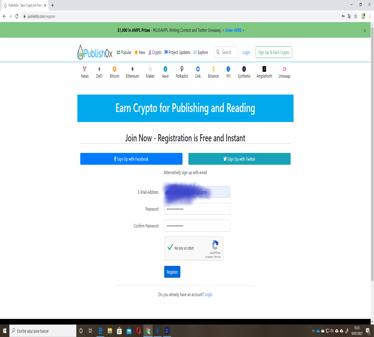 Crear nuevo usuario en la plataforma