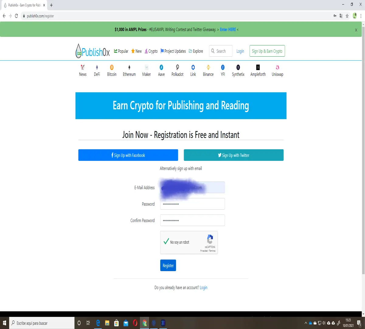 Crear nuevo usuario en la plataforma