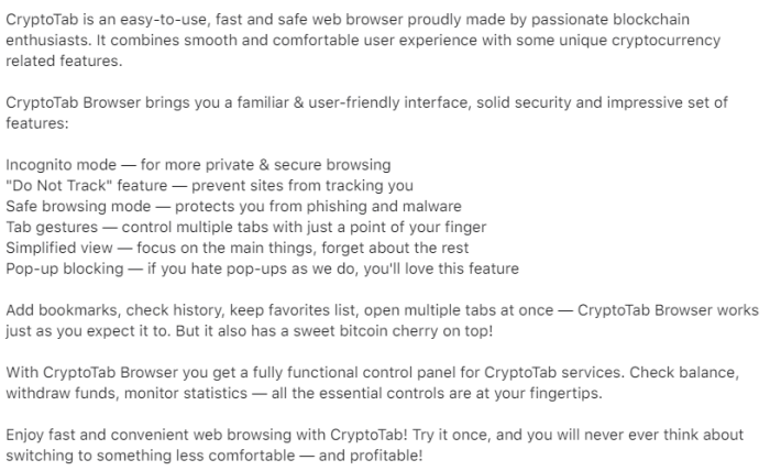 Cryptotab Browser Description
