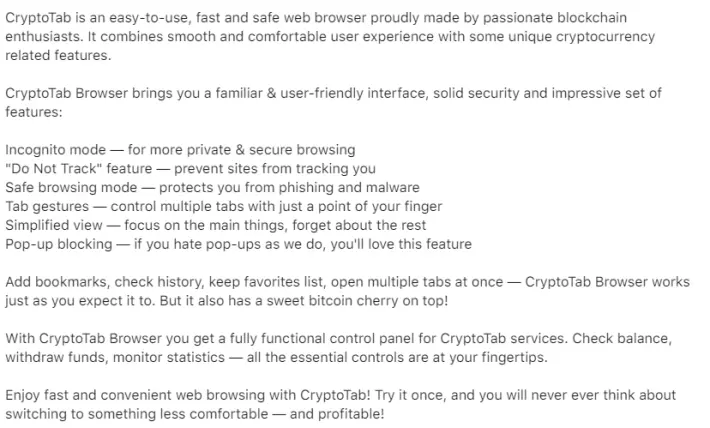 Cryptotab Browser Description