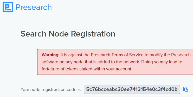 Node Registration Code
