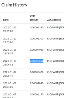 Zcash faucet payment proof