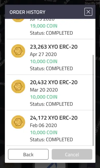 COIN App Order History Image 1