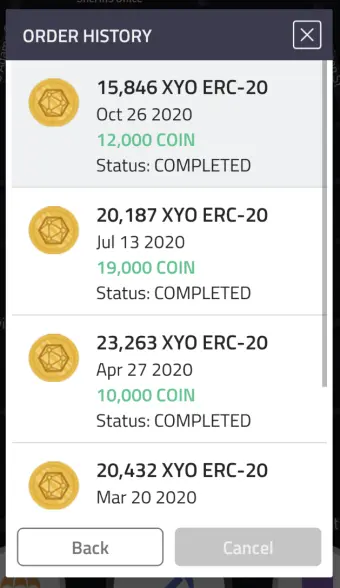 Coin App Order History Image 2