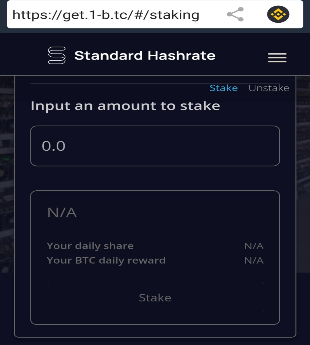 Stake the desired amount.
